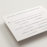 "Danbury" - Letterpress Multi-Event RSVP Cards in Sky Blue by Megan Davis - Detail