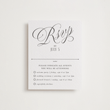 "Mirin" - Letterpress Multi-Event RSVP Cards in Soft Black by Kate Ahn - Front