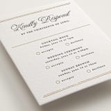 "Lake Como" - Letterpress Multi-Event RSVP Cards in Faux Gold by Kate Ahn - Detail