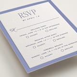 "Threaded" - Letterpress Multi-Event RSVP Cards in Periwinkle by Pixel and Hank - Detail