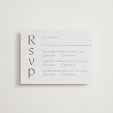 "Ayumi" - Letterpress Multi-Event RSVP Cards in Pistachio by Melanie Kosuge - Front
