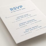 "Sienna" - Letterpress Multi-Event RSVP Cards in Sky Blue by Ellen Schlegelmilch - Detail