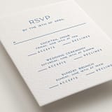 "Brooklyn" - Letterpress Multi-Event RSVP Cards in Sapphire by Ellen Schlegelmilch - Detail