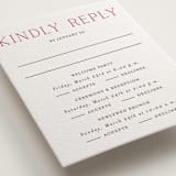"In Love" - Letterpress Multi-Event RSVP Cards in Azalea Pink by Vanessa Doyle - Detail