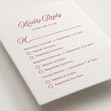 "Ritzy" - Letterpress Multi-Event RSVP Cards in Scarlet by Nicoletta Savod - Detail