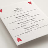 "Red Hearts" - Letterpress Multi-Event RSVP Cards in Scarlet by Helena Vitto - Detail