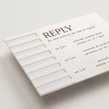 "Stripes" - Letterpress Multi-Event RSVP Cards in Burnt Sienna by Kelly Watkins - Detail