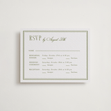 "Darcy" - Letterpress Multi-Event RSVP Cards in Pistachio by Robert and Stella - Front