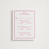 "Larkin" - Letterpress Multi-Event RSVP Cards in Scarlet by Megan Davis - Front