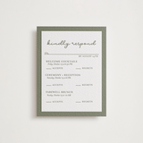 "The Verdure Suite" - Letterpress Multi-Event RSVP Cards in Moss by Brittney Jensen - Front