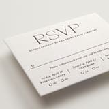 "Quiet Luxury" - Letterpress Multi-Event RSVP Cards in Coffee by Oscar and Emma - Karly Depew - Detail