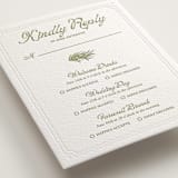 "Palm Shade" - Letterpress Multi-Event RSVP Cards in Olive | Blind Deboss by Julia Liverton - Detail