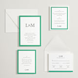 "Classic Initials" - Letterpress Multi-Event RSVP Cards in Soft Black by mo kelley - Invitation Suite