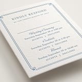 "Fleur Corner" - Letterpress Multi-Event RSVP Cards in Marine Blue by Carolyn MacLaren - Detail