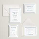 "Fleur Corner" - Letterpress Multi-Event RSVP Cards in Marine Blue by Carolyn MacLaren - Invitation Suite