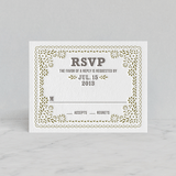 "Fiesta Folk Art" - Letterpress RSVP Cards in Graphite | Surplus Green by root beer float - Front