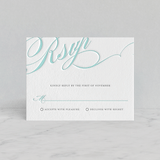 "Winter Flourish" - Letterpress RSVP Cards in Gravel | Turquoise by Annie Clark - Front