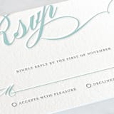 "Winter Flourish" - Letterpress RSVP Cards in Gravel | Turquoise by Annie Clark - Detail