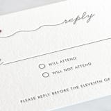 "Love Connection" - Letterpress RSVP Cards in Soft Black | Rosewood by Kim Dietrich Elam - Detail