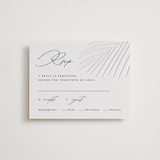 "Faded Palm" - Letterpress RSVP Cards in Stone by Lauren Chism - Front