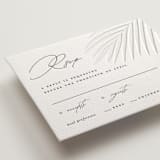 "Faded Palm" - Letterpress RSVP Cards in Stone by Lauren Chism - Detail