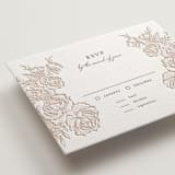 "In Bloom" - Letterpress RSVP Cards in Latte | Gravel by Jennifer Postorino - Detail