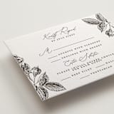"Etchings of Roses" - Letterpress RSVP Cards in Soft Black by Chris Griffith - Detail