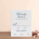 "destined" - Letterpress RSVP Cards in Indigo by Design Lotus - Front