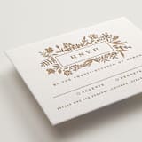 "Morning Fields" - Letterpress RSVP Cards in Matte Gold by Amy Kross - Detail