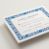 "floral stamp" - Letterpress RSVP Cards in Sapphire by Stephanie Hawkes - Detail