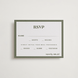 "Sequoia" - Letterpress RSVP Cards in Moss by Robert and Stella - Front