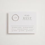 "Wax Seal Monogram" - Letterpress RSVP Cards in Ash by Carolyn MacLaren - Front