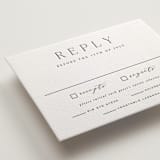 "Classy Type" - Letterpress RSVP Cards in Soft Black by Hooray Creative - Detail