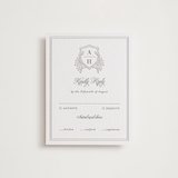 "Chic Monogram" - Letterpress RSVP Cards in Cement by Mansi Verma - Front