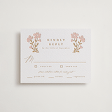 "Mirror Floral" - Letterpress RSVP Cards in Faux Gold by Everett Paper Goods - Front