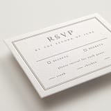 "Formal Serif" - Letterpress RSVP Cards in Dove Grey by Nicole Walsh - Detail