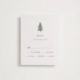 "Evergreens" - Letterpress RSVP Cards in Olive by Itsy Belle Studio - Front
