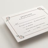 "Flourishing Crest" - Letterpress RSVP Cards in Stone by Olivia Raufman - Detail