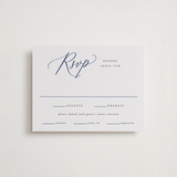 "Statement Names" - Letterpress RSVP Cards in Lapis by Hooray Creative - Front