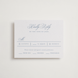 "Simple Formality" - Letterpress RSVP Cards in Provincial Blue by Everett Paper Goods - Front