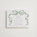"Big Bow" - Letterpress RSVP Cards in Mint by Teju Reval - Front