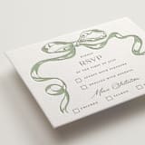 "Big Bow" - Letterpress RSVP Cards in Mint by Teju Reval - Detail
