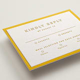 "Color Tone" - Letterpress RSVP Cards in Dandelion by Kindred Fields - Detail