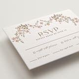"Wildflower Garland" - Letterpress RSVP Cards in Matte Gold by Susan Zinader - Detail