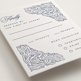 "Acanthus leaves" - Letterpress RSVP Cards in Lapis by Yuliya Evseeva - Detail