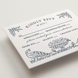 "Whimsical Woodland" - Letterpress RSVP Cards in Indigo by Paper Sun Studio - Detail