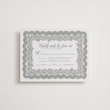 "Bridal Veil" - Letterpress RSVP Cards in Gravel by Katharine Watson - Front