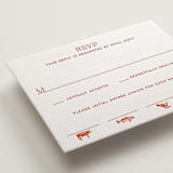 "Racquet" - Letterpress RSVP Cards in Verona Sunset by Megan Davis - Detail