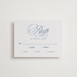 "Aristocratic" - Letterpress RSVP Cards in Provincial Blue by Creo Study - Front