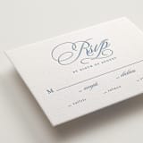 "Aristocratic" - Letterpress RSVP Cards in Provincial Blue by Creo Study - Detail